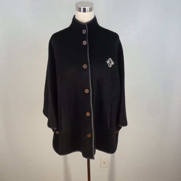 Mark & Graham Jackets & Blazers - Mark and Graham Women's Black Bat Wing Poncho Lambswool Sz S/M Monogram